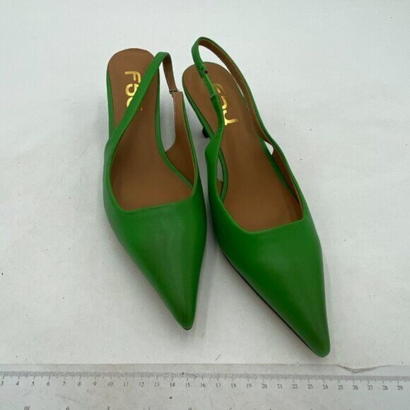 FSJ Women's Mid Kitten Heel Slingback Sandal Pointy Toe Sexy Pumps Comfortable - Picture 4 of 8